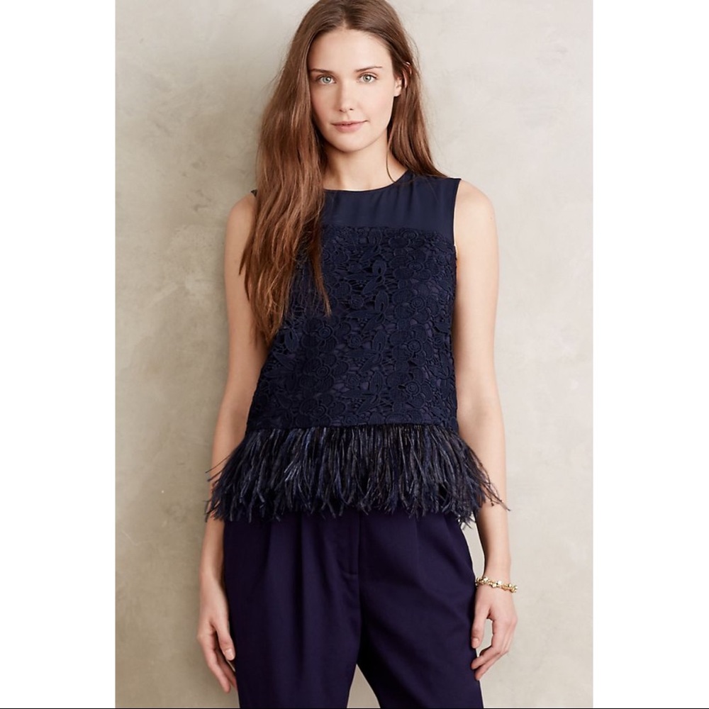 Anthropologie Greyson Feathered Blouse